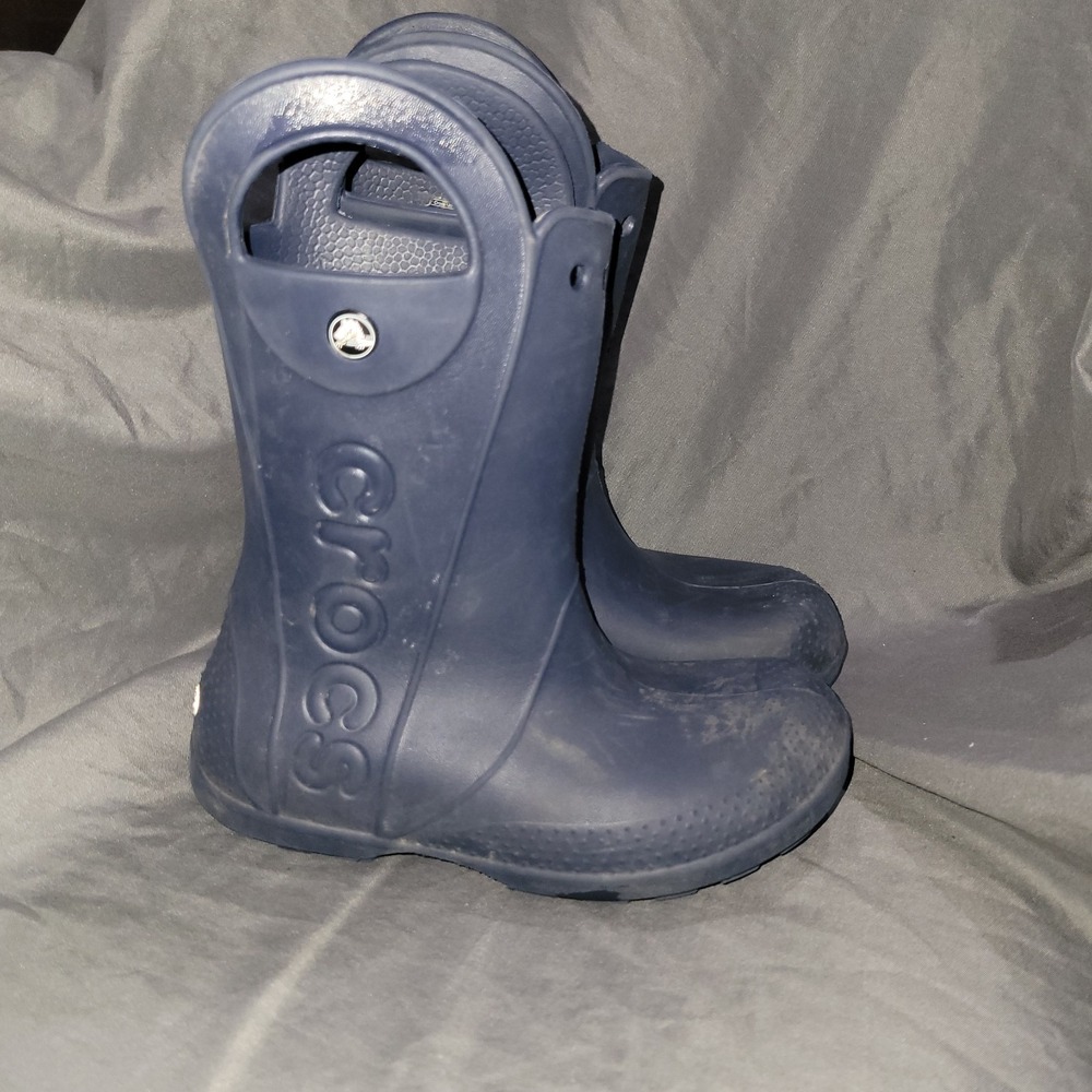 Crocs Kids Unisex Handle It Rain Boots Navy Blue Size J3 Juniors 12803-410